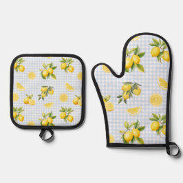 Set De Manoplas Duraznificar Gingham de Limón