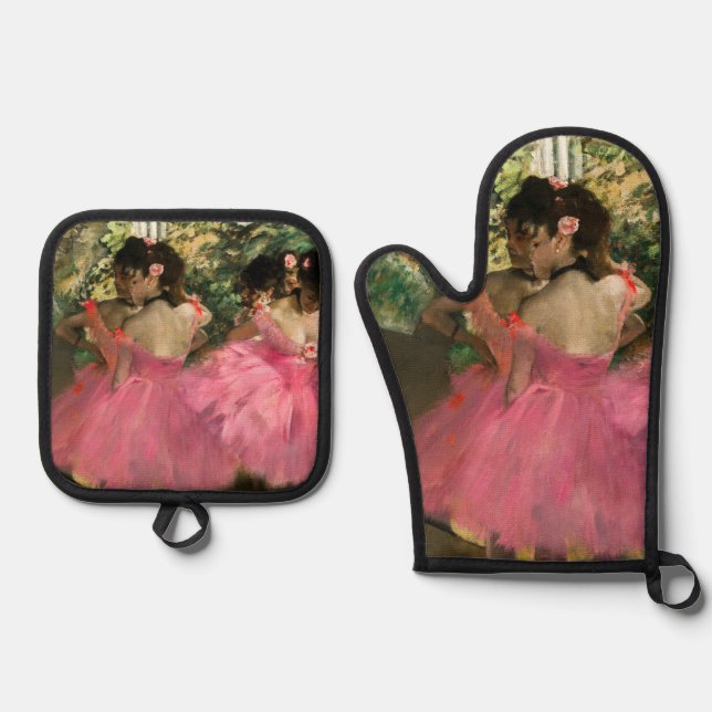Set De Manoplas Edgar Degas - Bailarinas de rosa (Anverso)