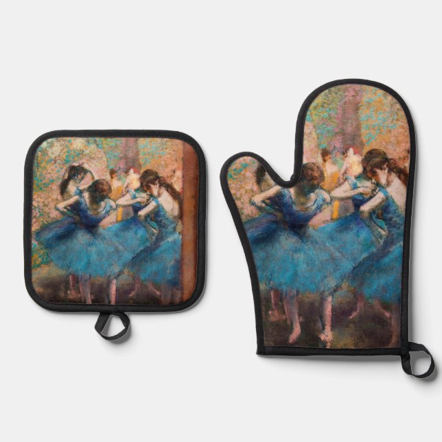 Set De Manoplas Edgar Degas - Bailarinas en azul (Anverso)