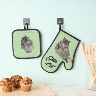Set De Manoplas Editor Cat by RoseWrites Oven Mitt and Pot Holders