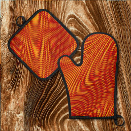 Set De Manoplas Efecto de cobre fundido Moiré Stripes Trippy Resum