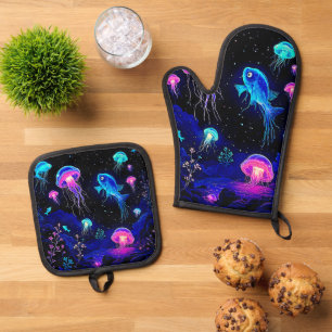 Set De Manoplas El arte de las profundidades oceánicas brillante