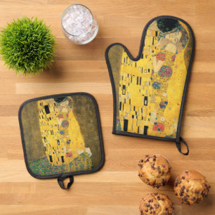 Set De Manoplas El Beso de Gustav Klimt, Arte Moderno Vintage