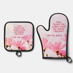 Set De Manoplas El día de la madre floral de una terapeuta no remu