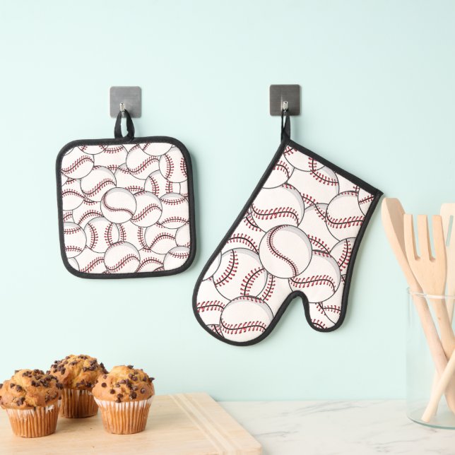 Set De Manoplas El diseño de beisbol Oven Mitt y Pot Holders (Insitu (colgante))