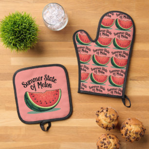 Set De Manoplas El estado de verano del arte de la fruta retro del