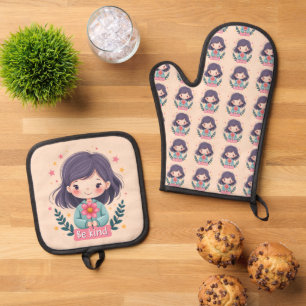 Set De Manoplas El Ilustracion "Be Kind" de Kawaii, un arte magníf