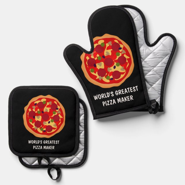 Set De Manoplas El mejor personalizado hacedor de pizza del mundo (Anverso/Reverso)