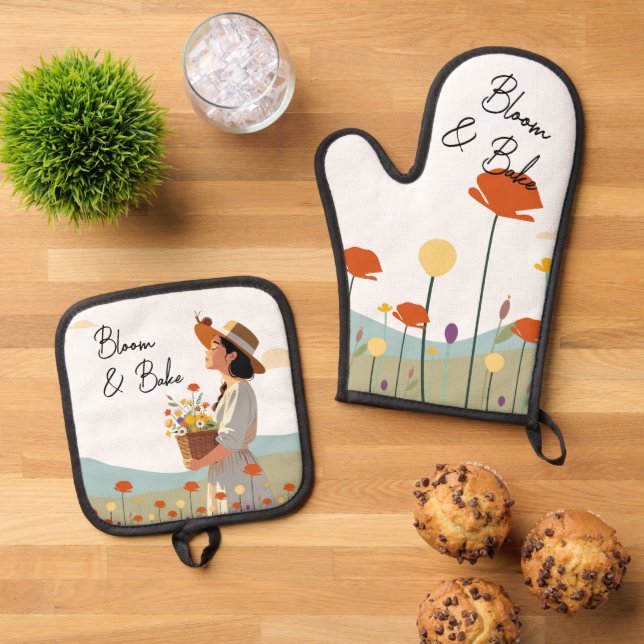 Set De Manoplas El Personalizado de amapola Gardener Baker Gift (De arriba hacia abajo)