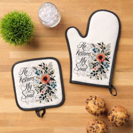 Set De Manoplas Él restaura mi alma floral