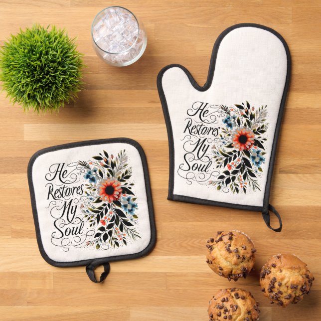 Set De Manoplas Él restaura mi alma floral (De arriba hacia abajo)