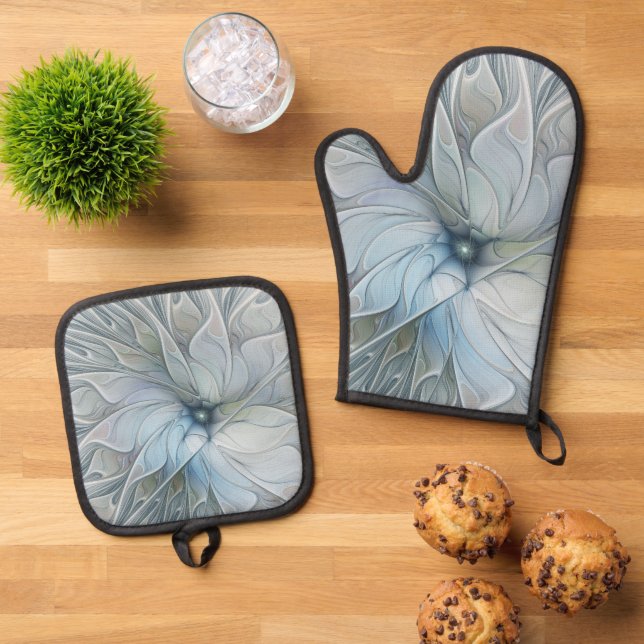 Set De Manoplas Elegant Beauty Modern Abstract Fractal Art Flower (De arriba hacia abajo)