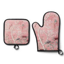 Elegante con flor de pájaro de Chinoiserie rosa