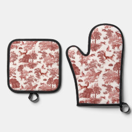 Set De Manoplas Elegante Conejo Rojo Francés Toile Fox