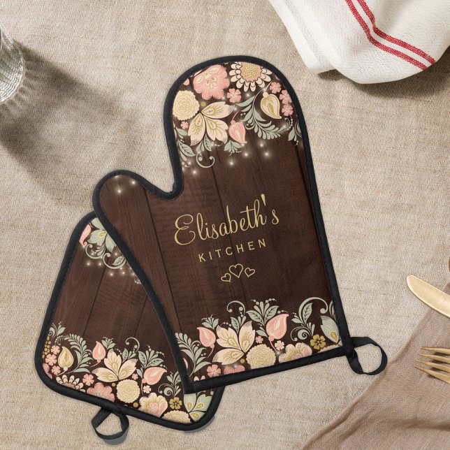Set De Manoplas Elegante floral personalizada (Subido por el creador)