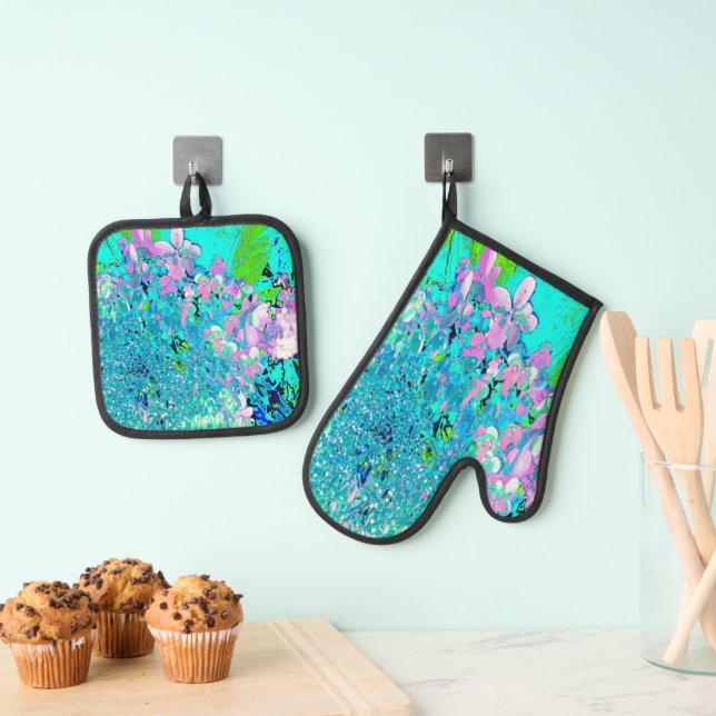 Set De Manoplas Elegante Hydrangea de luz rosa y azul (Insitu (colgante))