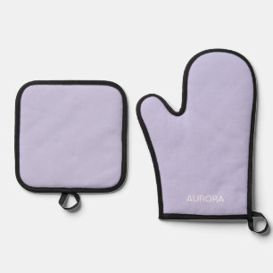 Set De Manoplas Elegante Misty Lilac Nombre Personalizado -