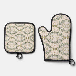 Set De Manoplas Elegante patrón floral neutral