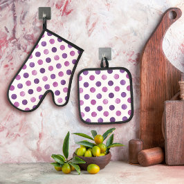 Set De Manoplas Elegante y elegante Polka Cute Girly Moderno Dots 