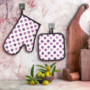 Set De Manoplas Elegante y elegante Polka Cute Girly Moderno Dots