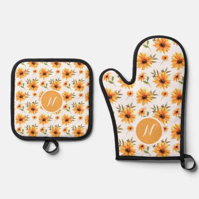Set De Manoplas Elegante y personalizado Boho Sunflower Wildflower (Anverso)
