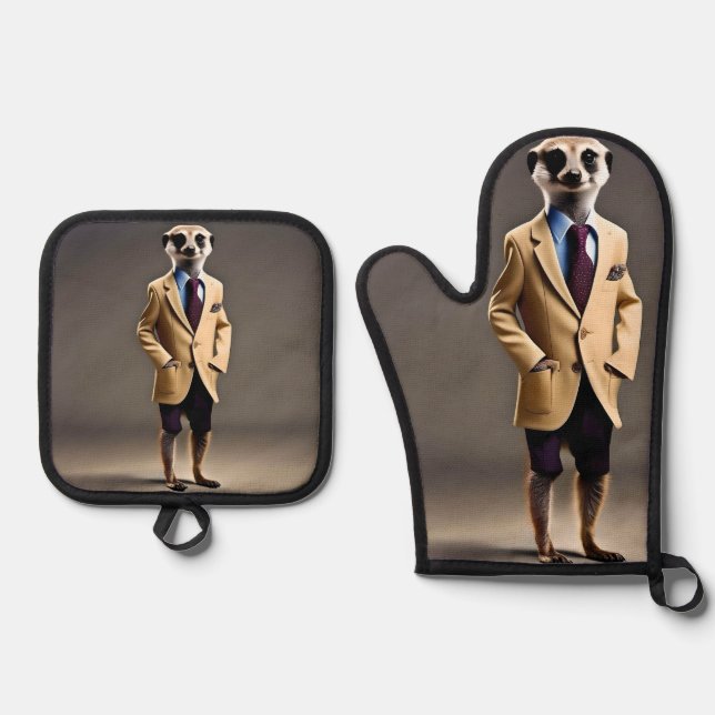 Set De Manoplas Empresario Meerkat, (Anverso)