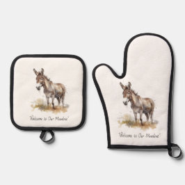 Set De Manoplas Encantadora serenidad en burro, personalizado