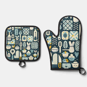 Set De Manoplas Encantadores elementos de cocina: Oven Mitt y Pot 