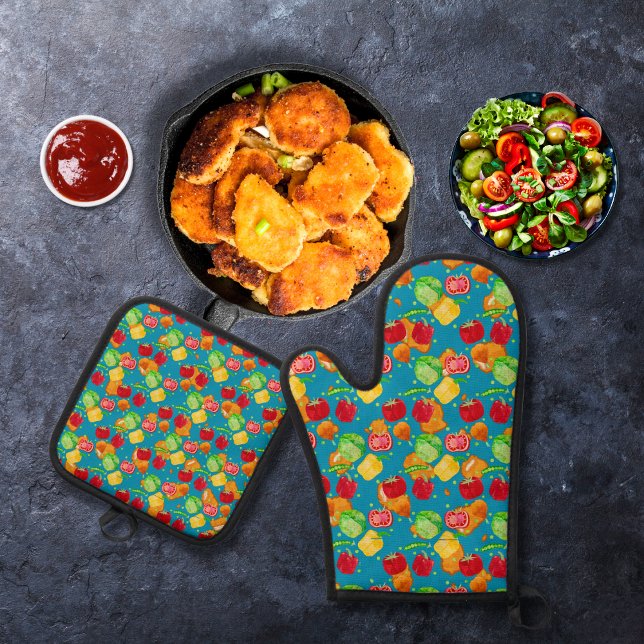 Set De Manoplas Ensalada crujiente azul verde azulado (Subido por el creador)