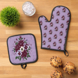 Set De Manoplas Ensemble de Cuisine Floral - Manique et Gant Lilas