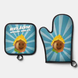 Set De Manoplas Ensemble gant et manique burger enjoy your meal