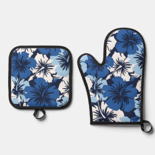 Set De Manoplas Epic Hibiscus Hawaiian Floral Aloha Blues