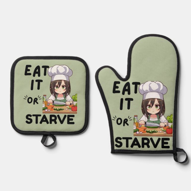 Set De Manoplas Es Divertido Comerlo O Darse De Hambre. (Anverso)