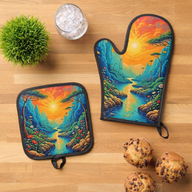 Set De Manoplas Escape al diseño de arte natural (De arriba hacia abajo)