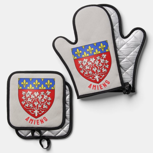 Set De Manoplas Escudo de armas de Amiens, Francia (Anverso/Reverso)
