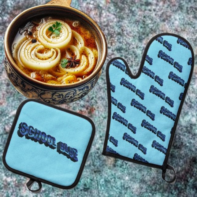 Set De Manoplas Escuela Bluz-3DII (This School Bluz-3DII Oven Mitt & Potholder Set, prepares you for the many meals, ahead!)