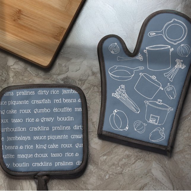 Set De Manoplas Esenciales de cocina cajún Oven Mitt y Pot Holders (Subido por el creador)