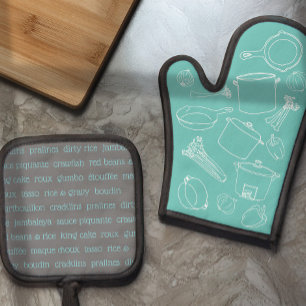 Set De Manoplas Esenciales de cocina cajún Oven Mitt y Pot Holders