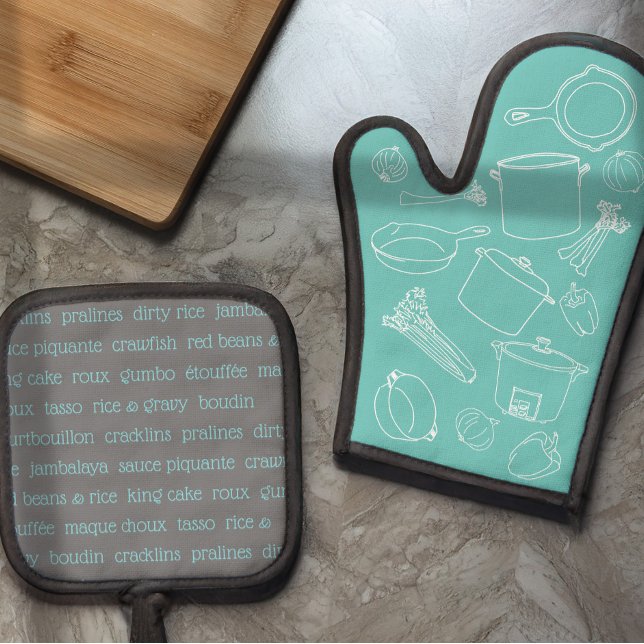 Set De Manoplas Esenciales de cocina cajún Oven Mitt y Pot Holders (Subido por el creador)