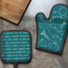 Set De Manoplas Esenciales de cocina cajún Oven Mitt y Pot Holders
