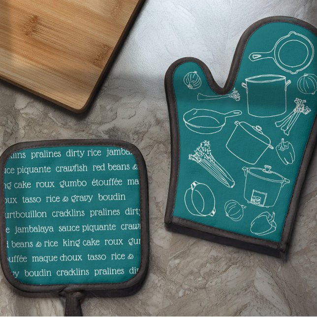 Set De Manoplas Esenciales de cocina cajún Oven Mitt y Pot Holders (Subido por el creador)