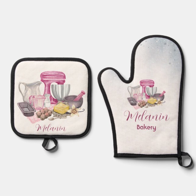Set De Manoplas Esenciales de cocina personalizado para mujeres y  (Anverso)