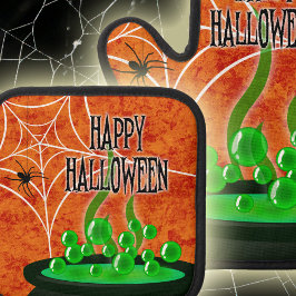Set De Manoplas Espeluznante Halloween Spider Web Bubbling Cauldro