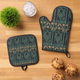 Set De Manoplas Espina del libro antiguo de Art Nouveau