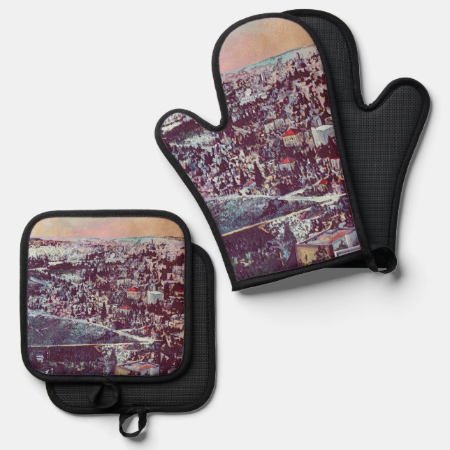 Set De Manoplas Esplendor Panorámico de Jerusalén (Anverso/Reverso)