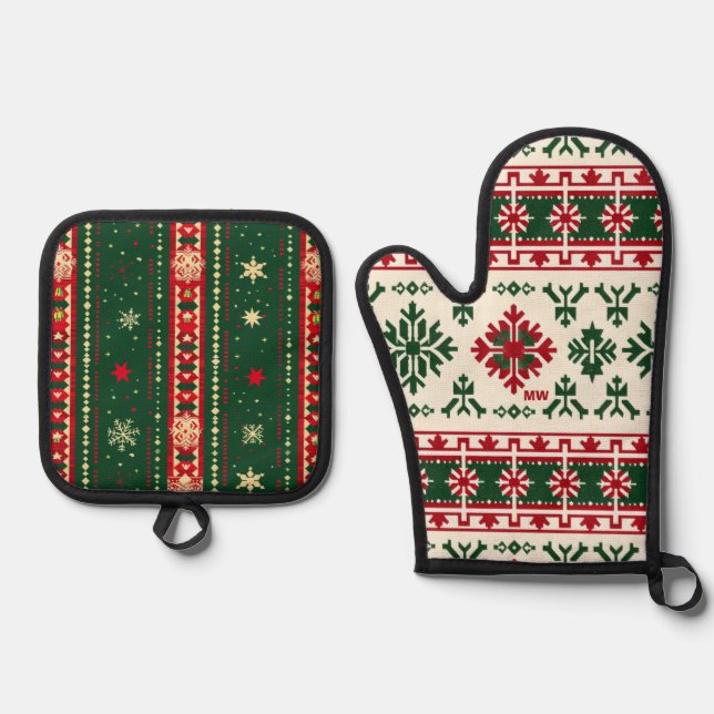 Set De Manoplas Estampados de suéter feo (Anverso)