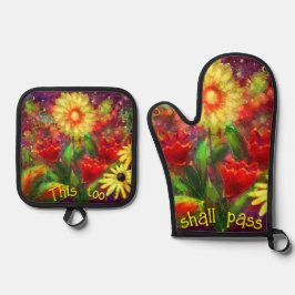 Set De Manoplas Esto inspirador también pasará el rojo floral