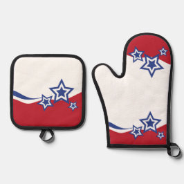 Set De Manoplas Estrellas rojas, blancas y azules