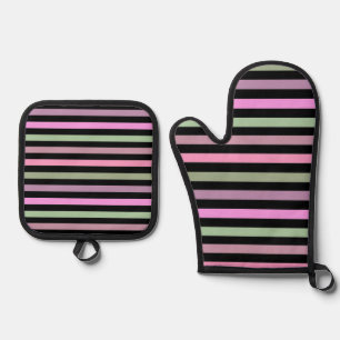 Set De Manoplas Estriberas, rosadas, de cuello verde