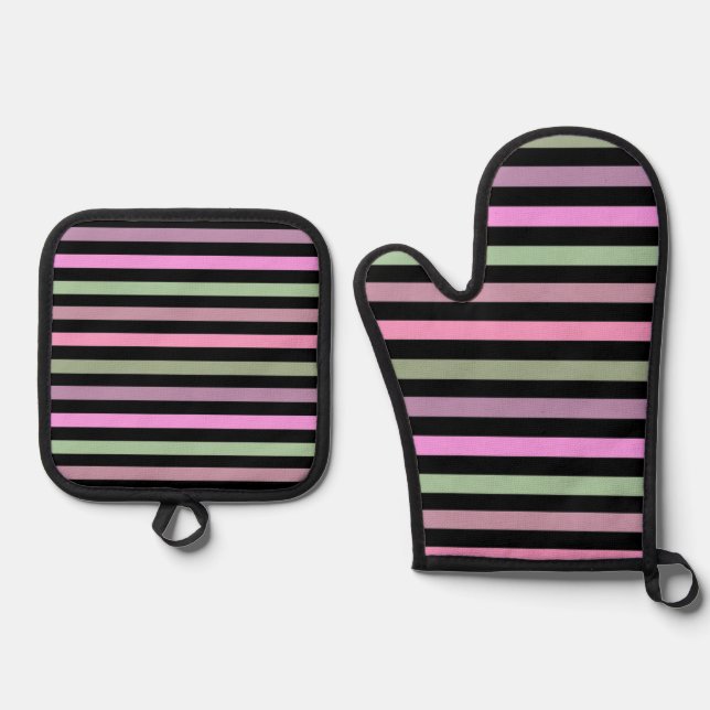 Set De Manoplas Estriberas, rosadas, de cuello verde (Anverso)